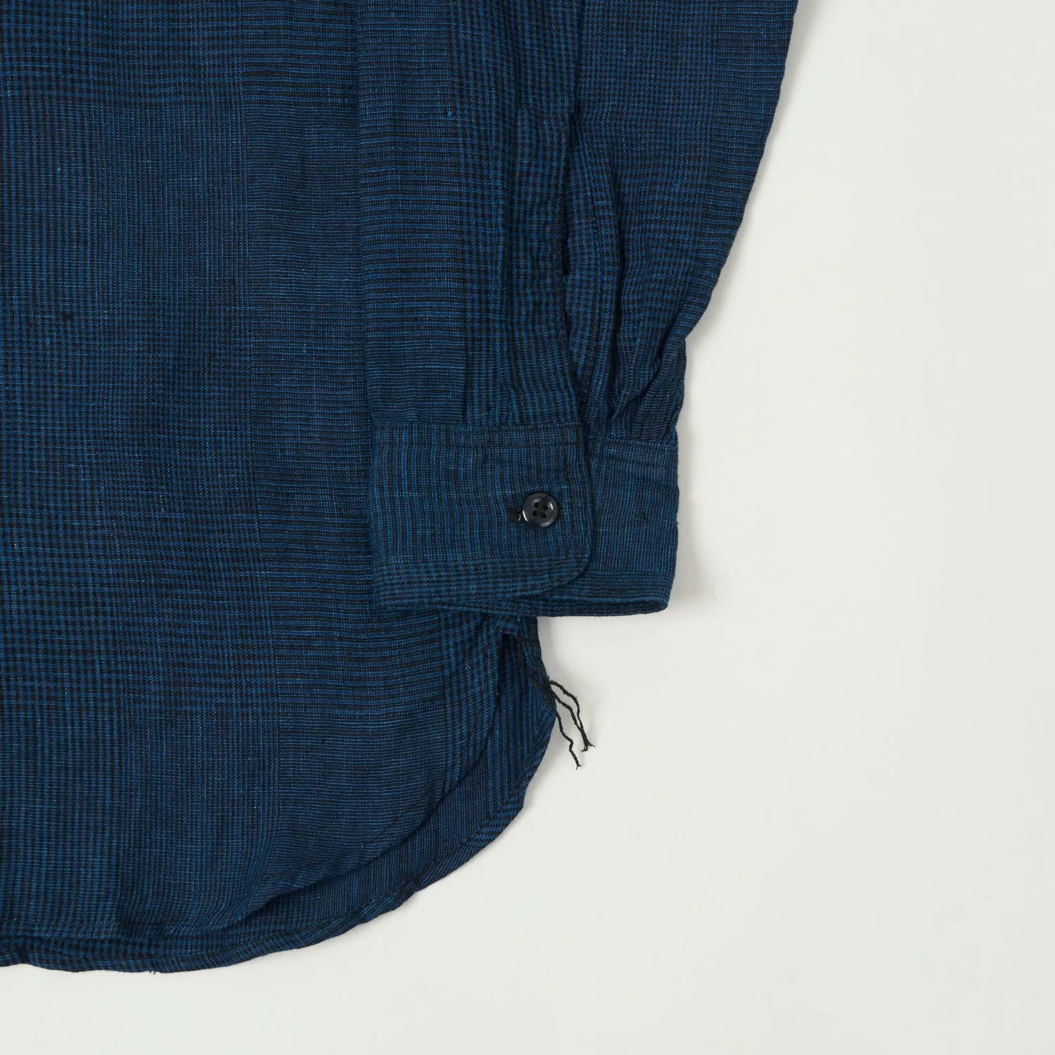 orSlow Linen Poplin Check Work Shirt - Indigo Professional Look