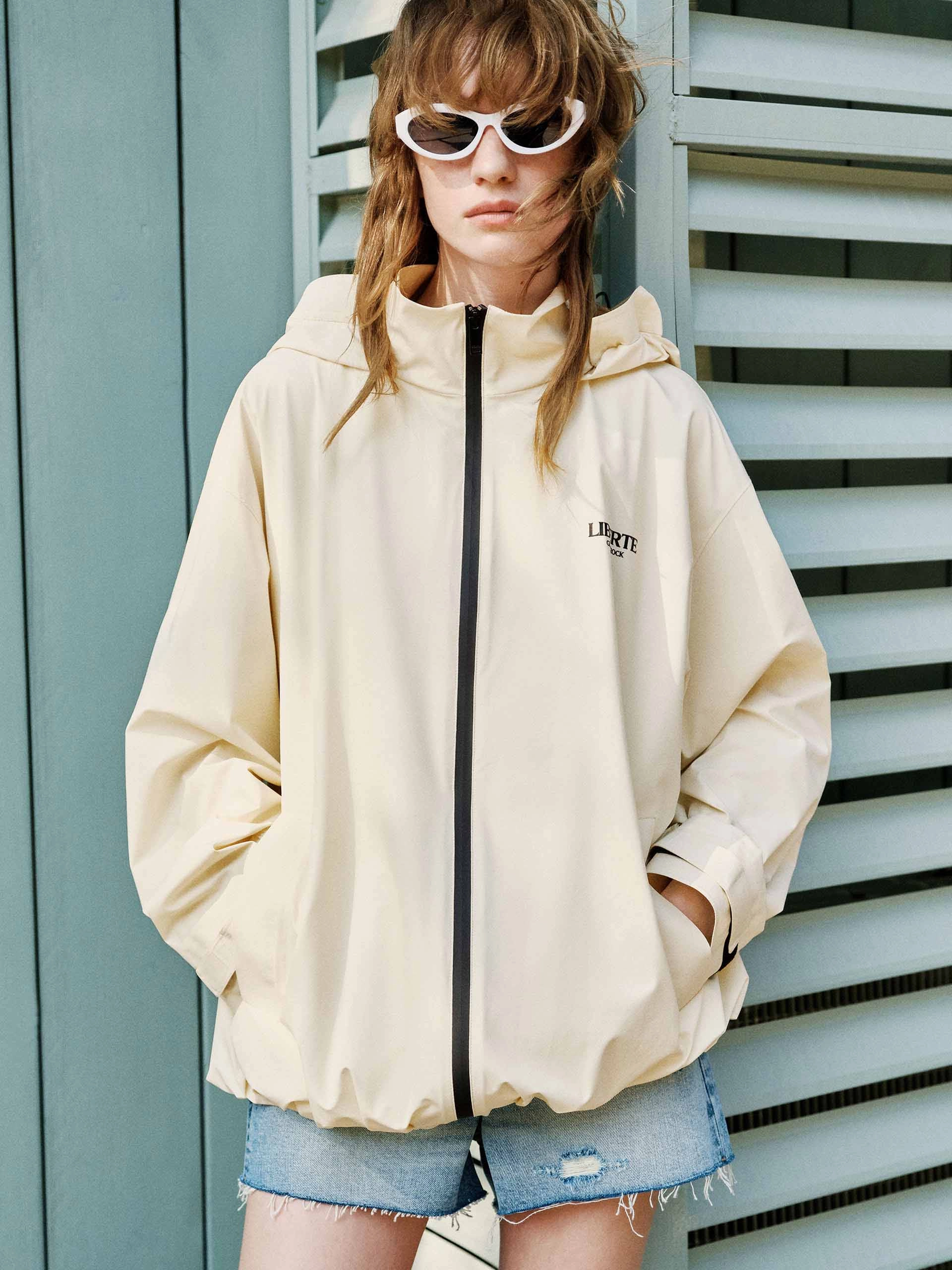 Loose Hooded Jacket Foldable Collar
