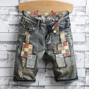 West Louis? Ripped Patch Streetwear Retro Denim Shorts Zero Bulk Packaging