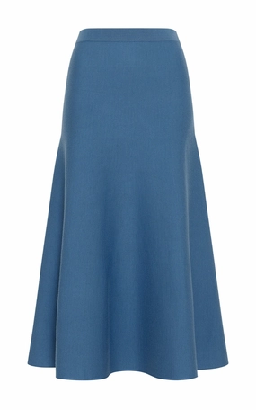 Editorial Look Freddie Knit Midi Skirt in Sky Merino Wool Cashmere