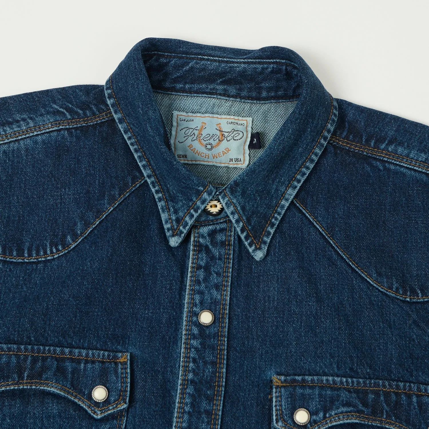 Freenote Cloth 'Modern' 11oz Denim Western Shirt - Stone Wash Flexible Design
