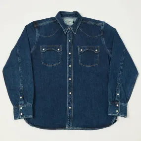 Freenote Cloth 'Modern' 11oz Denim Western Shirt - Stone Wash Chilly Weather Wear Sheer Panel