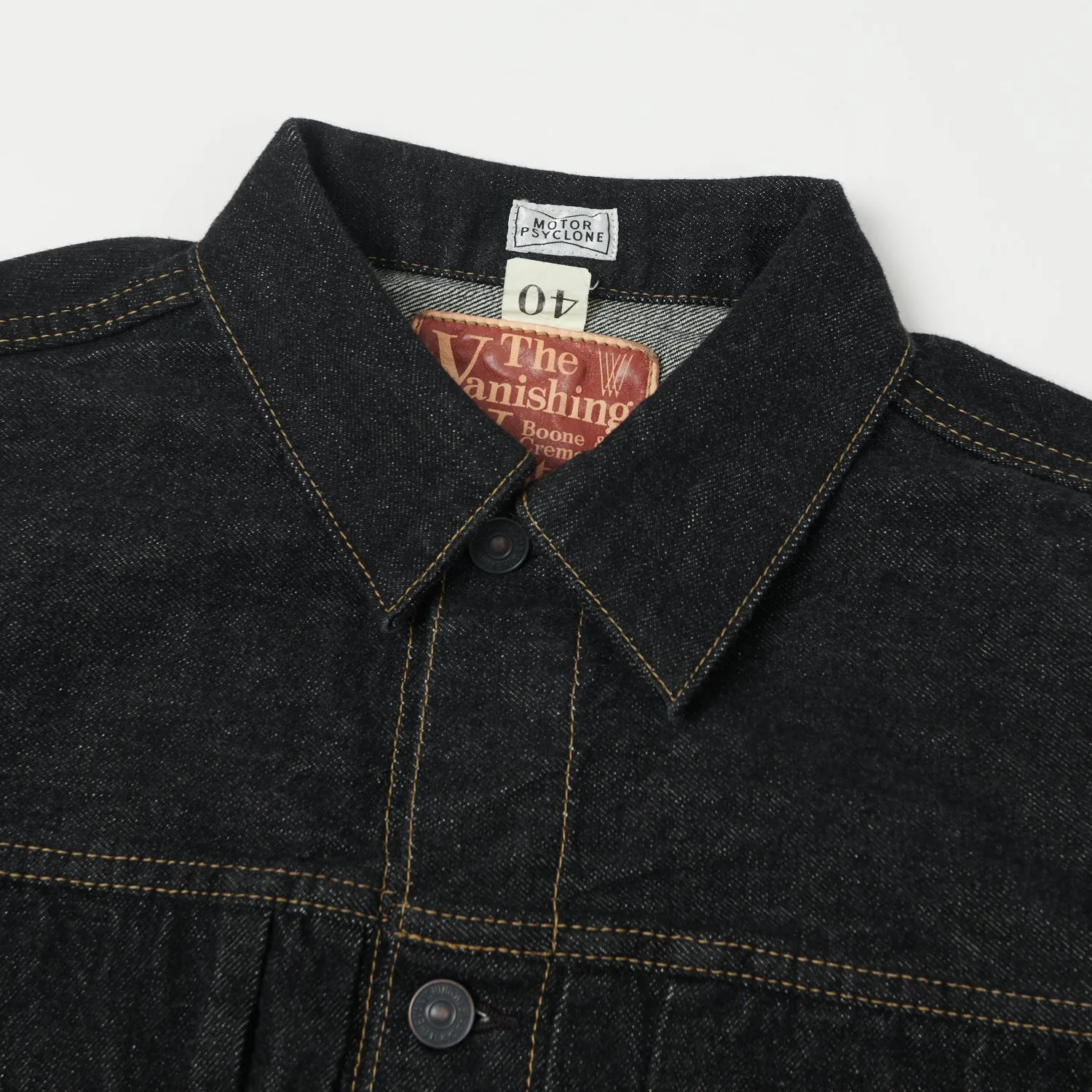 Essential Style Quilted Lining Freewheelers & Co Motor Psyclone 507B 14oz Type II Denim Jacket - Black