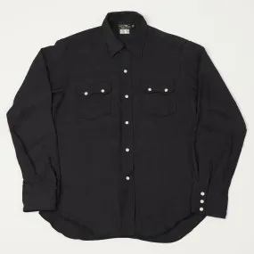 Freewheelers & Co Motor Psyclone 'Rebellion' 1950s Western Shirt - Black Minimalist Closure