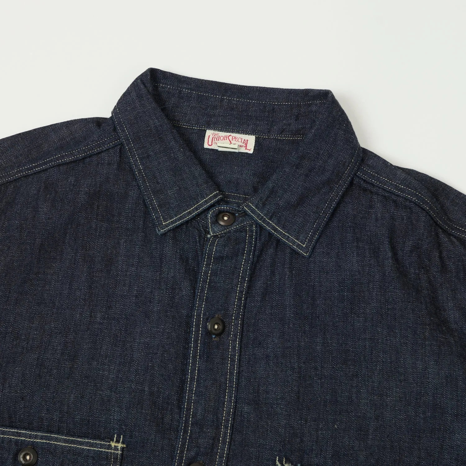 Freewheelers & Co Union Special Overalls 'Diamond Cracker' 8oz Denim Work Shirt - Indigo Chill Layer