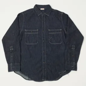 birthday party Freewheelers & Co Union Special Overalls 'Diamond Cracker' 8oz Denim Work Shirt - Indigo
