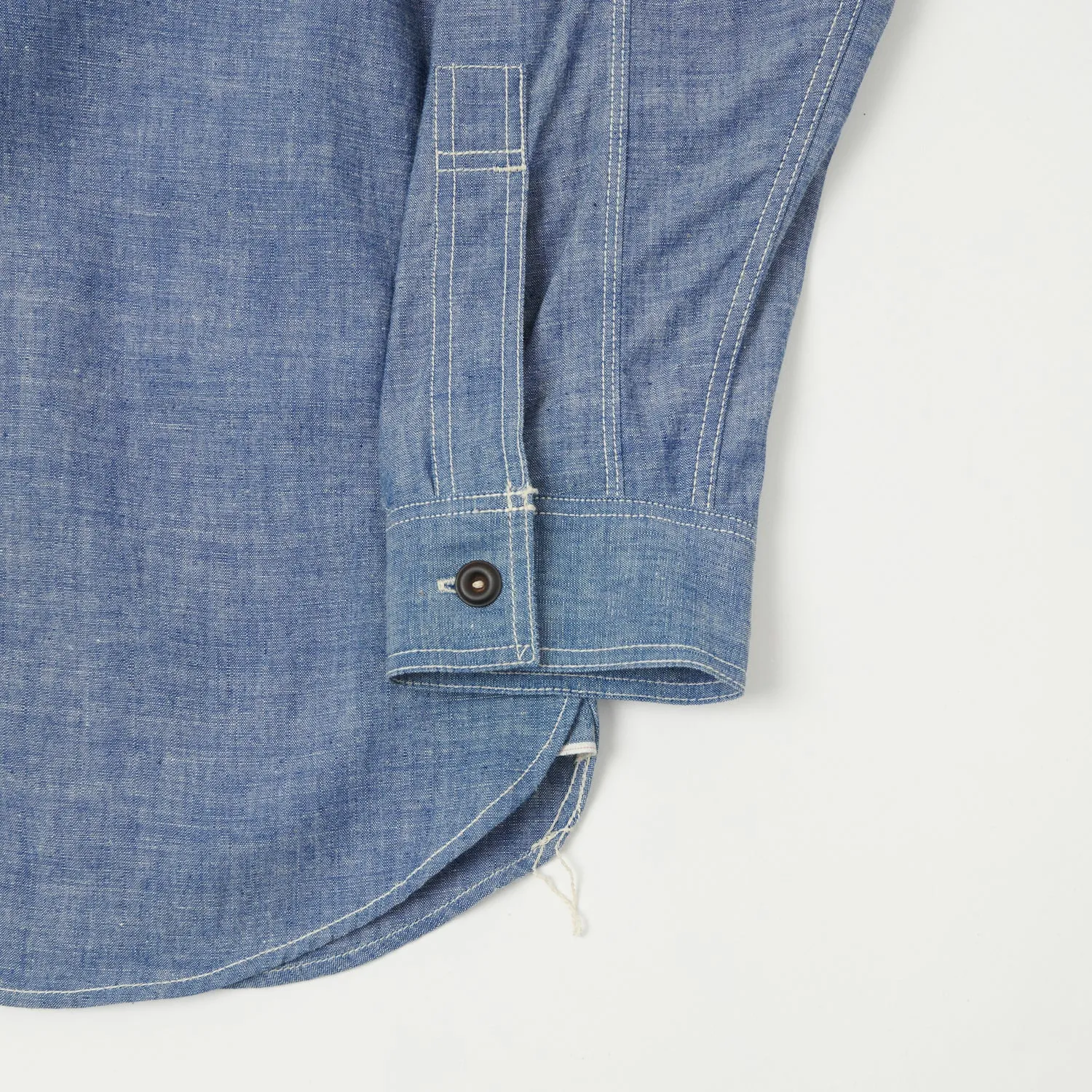 Go-To Look Asymmetrical Cut Freewheelers & Co Union Special Overalls 'Neal' Vintage Chambray Shirt - Indigo