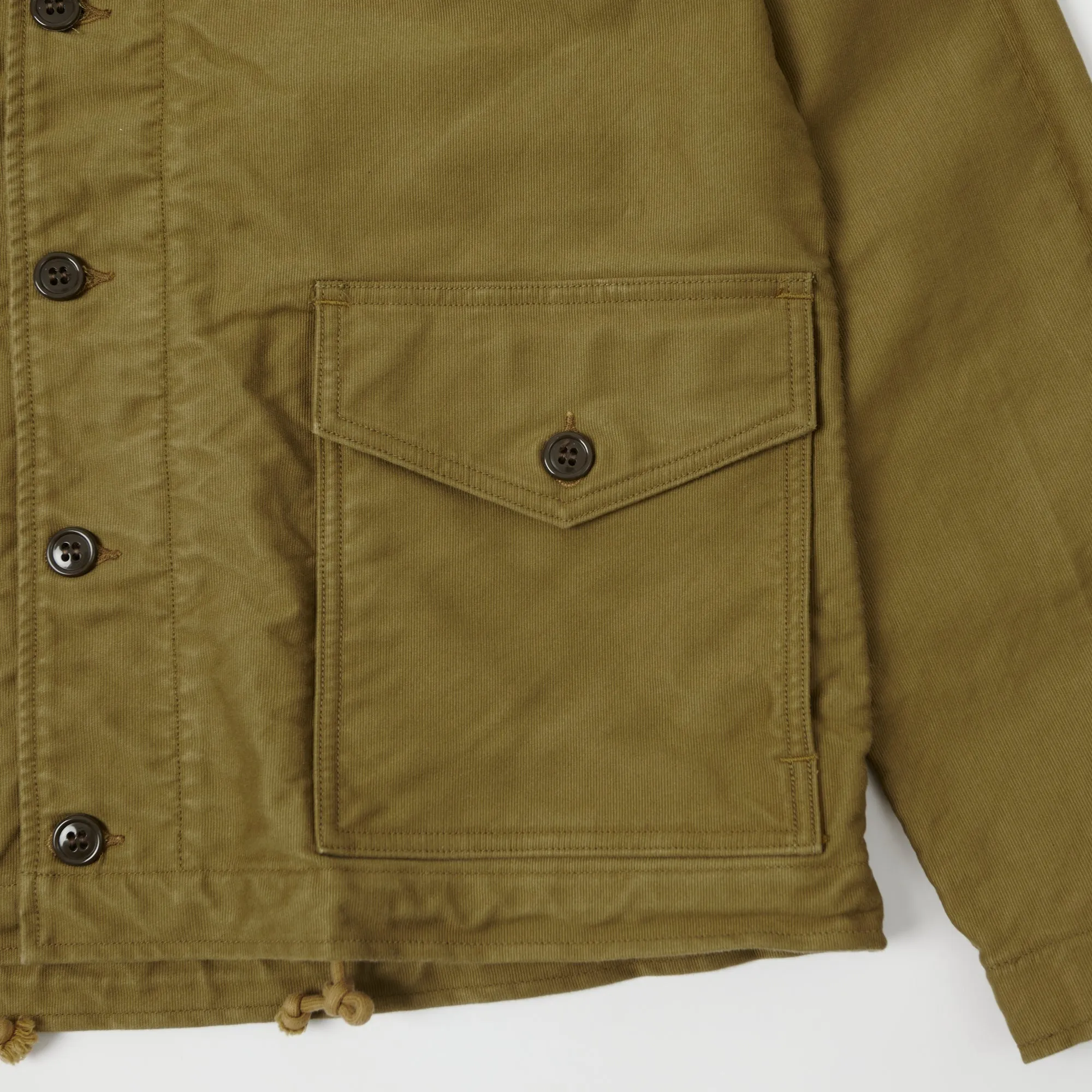 Bonded Closure Mechanism Sleek Layer Look Freewheelers & Co U.S. Army Deck Worker Parka - Khaki Beige