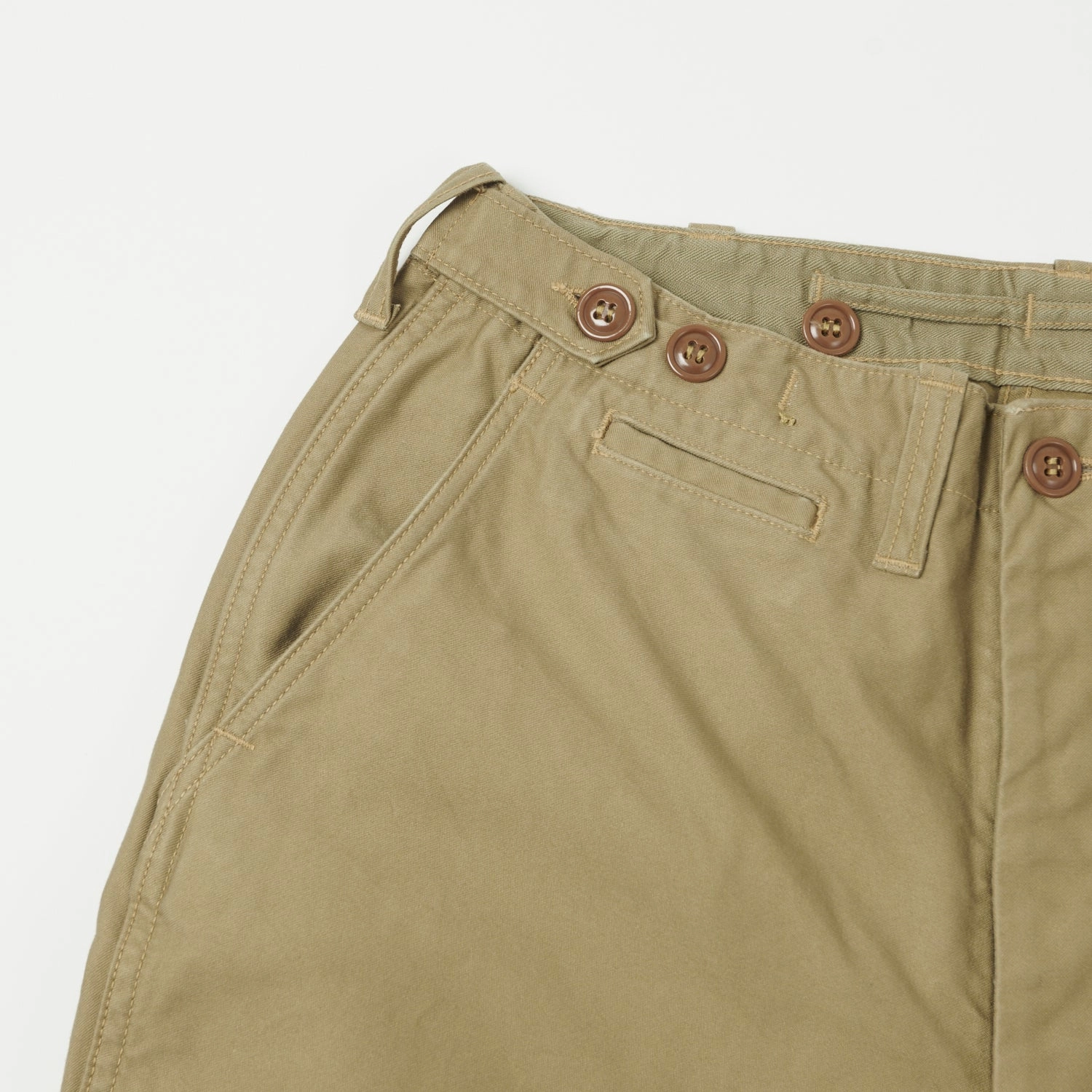 SoftTouchFinish Flattering Comfort Freewheelers & Co U.S. Military 'M-1943' Trouser -Dark Tan