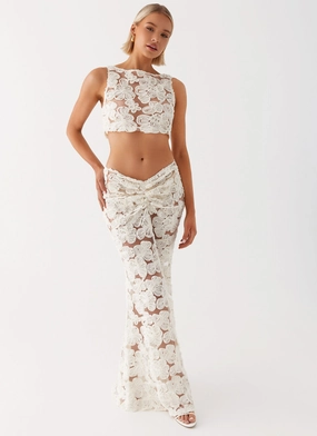 Fiorella Floret Maxi Skirt - Ivory Fresh Vibe Subtle Finish