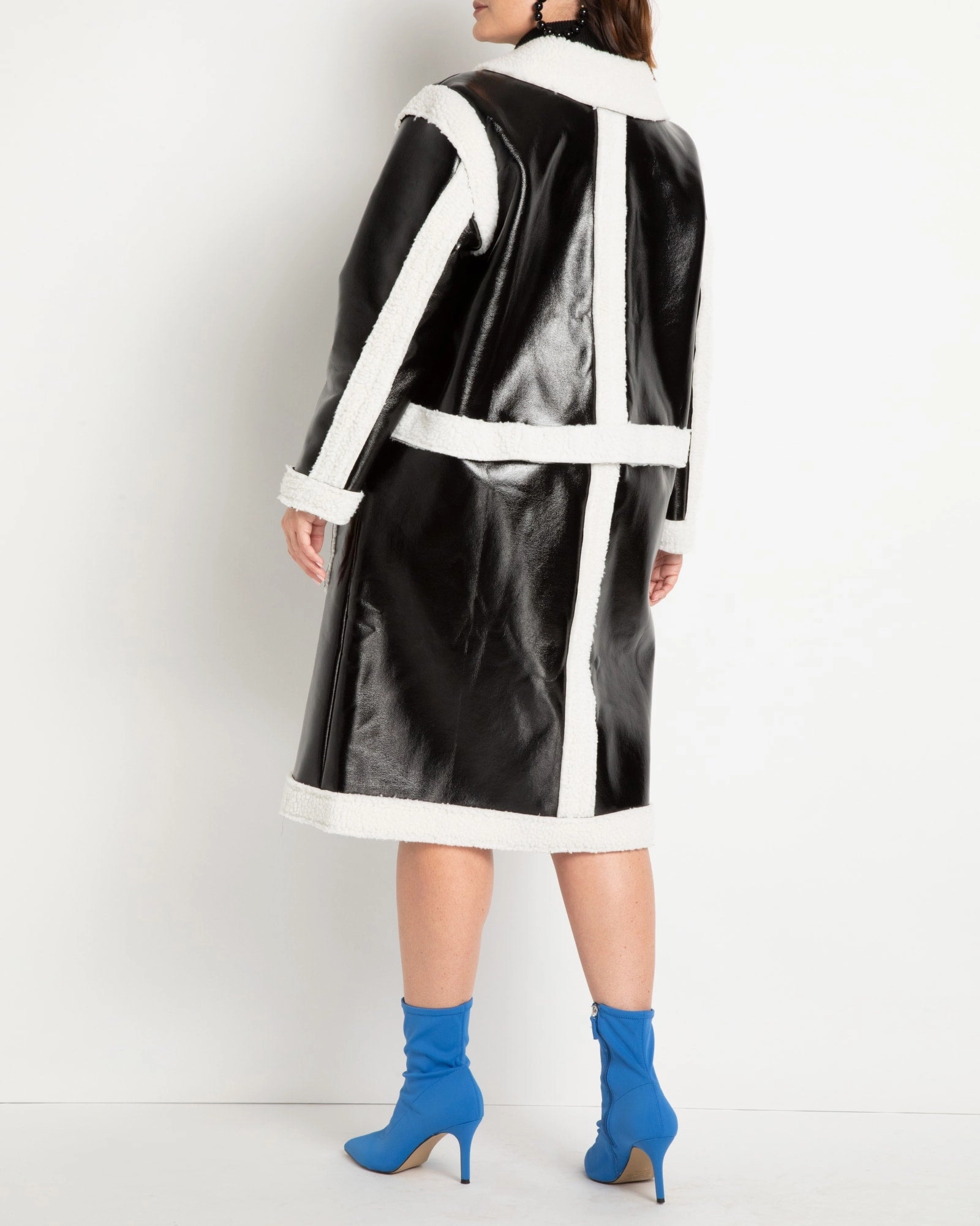 Freya Convertible Sherpa Coat | Black And Cream Solution