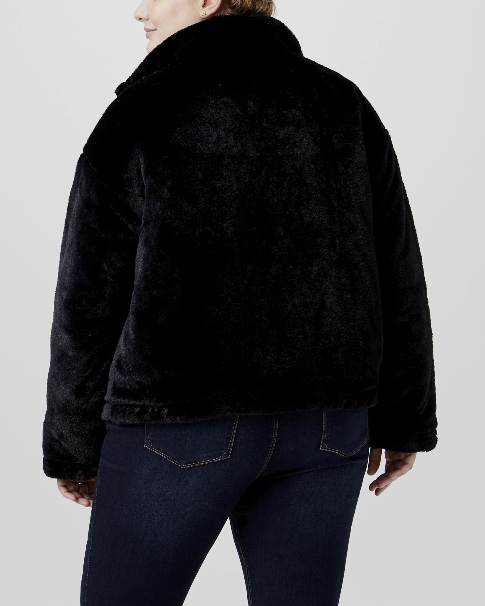 NoiseFreeMaterial Claudia Reversible Faux-Fur Zip-Up Jacket | Black