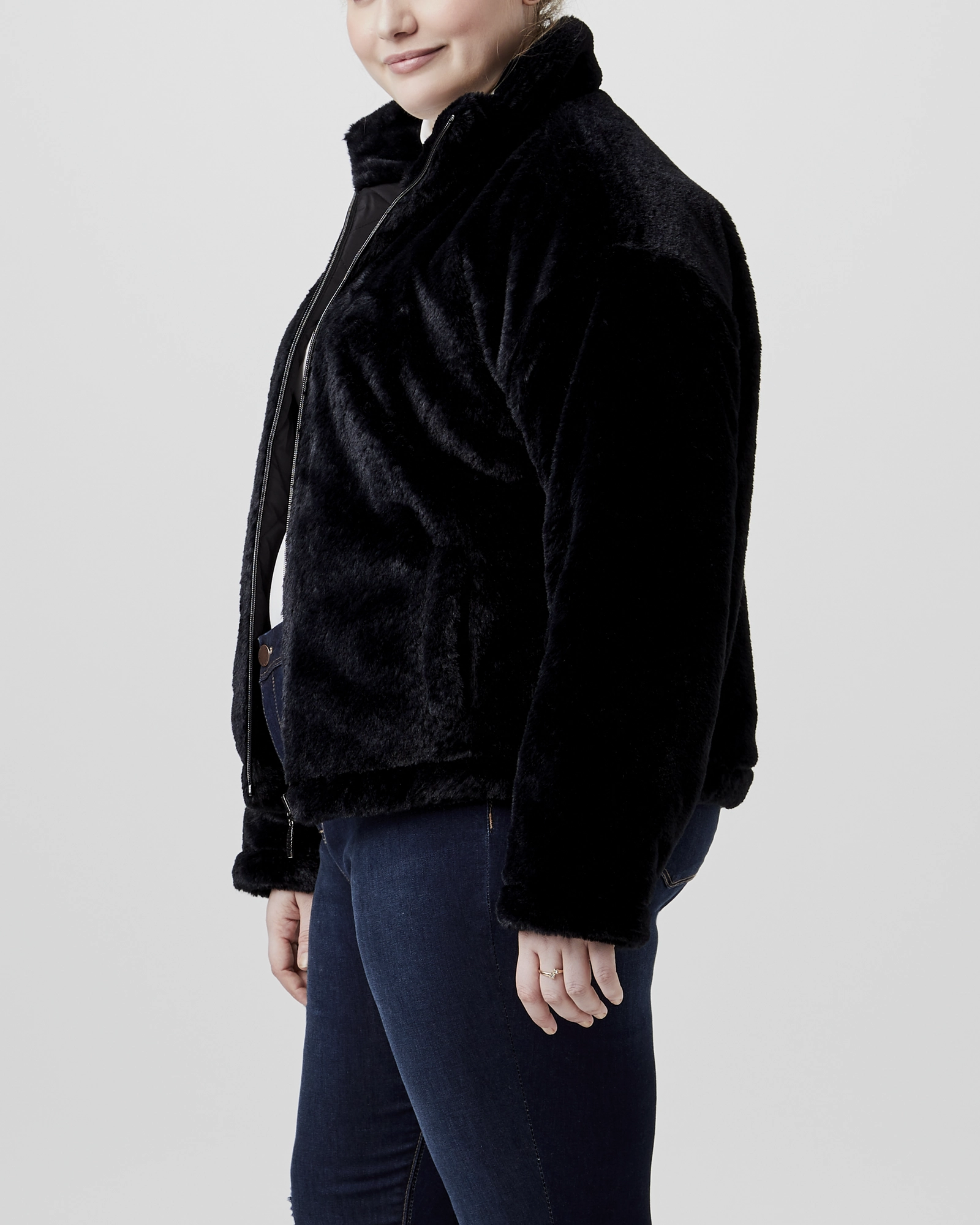 Claudia Reversible Faux-Fur Zip-Up Jacket | Black performance day