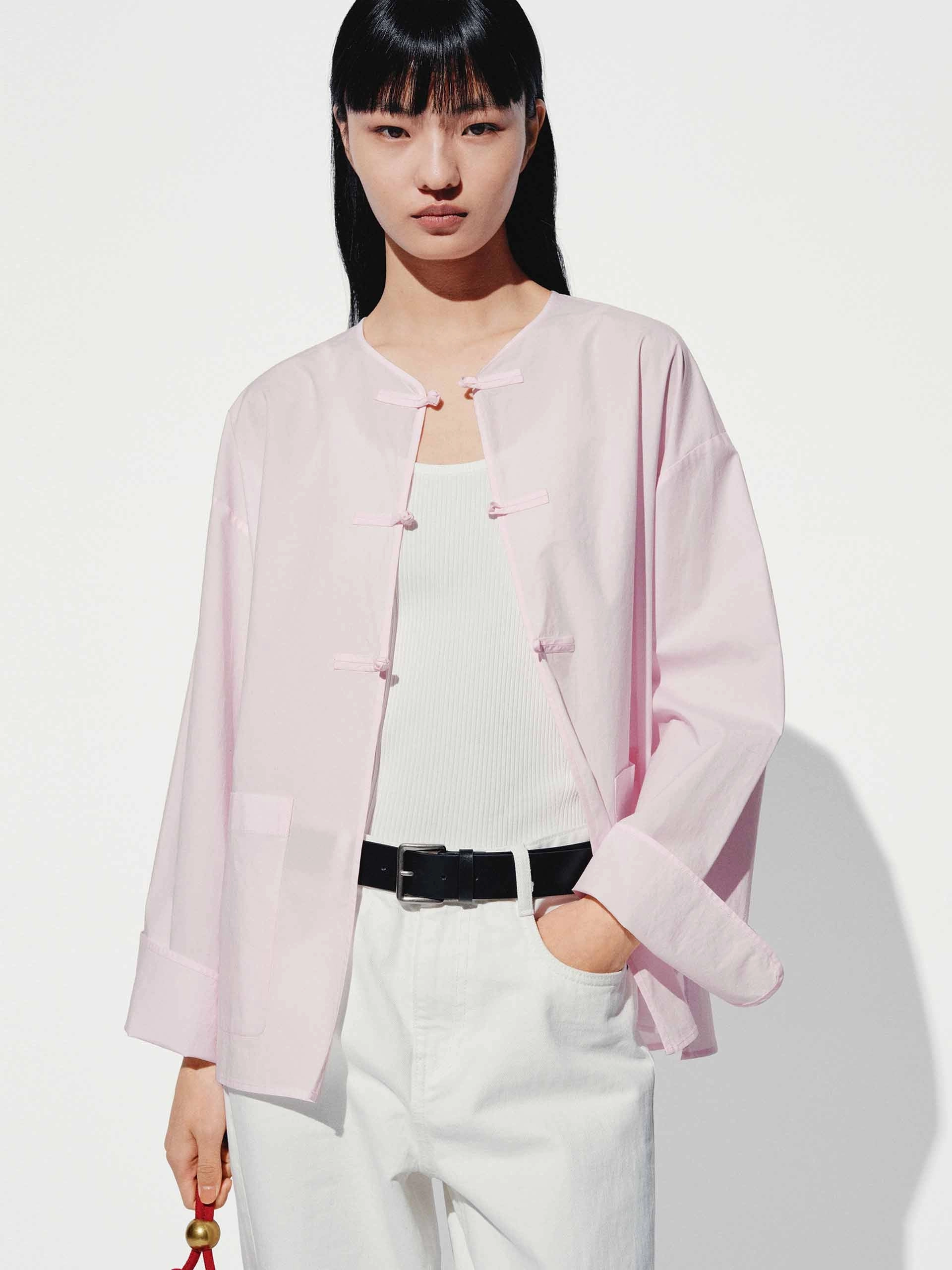 Cheongsam Buckle Cotton Coat Smart Casual Multi Pocket