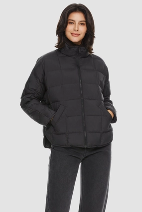 Lightweight Insulated Down Puffer Jacket PFC Free Waterproofing Flexible Shoulder Panels