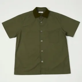 Fujito Rib Collar Short Sleeve Shirt - Olive Functional Comfort