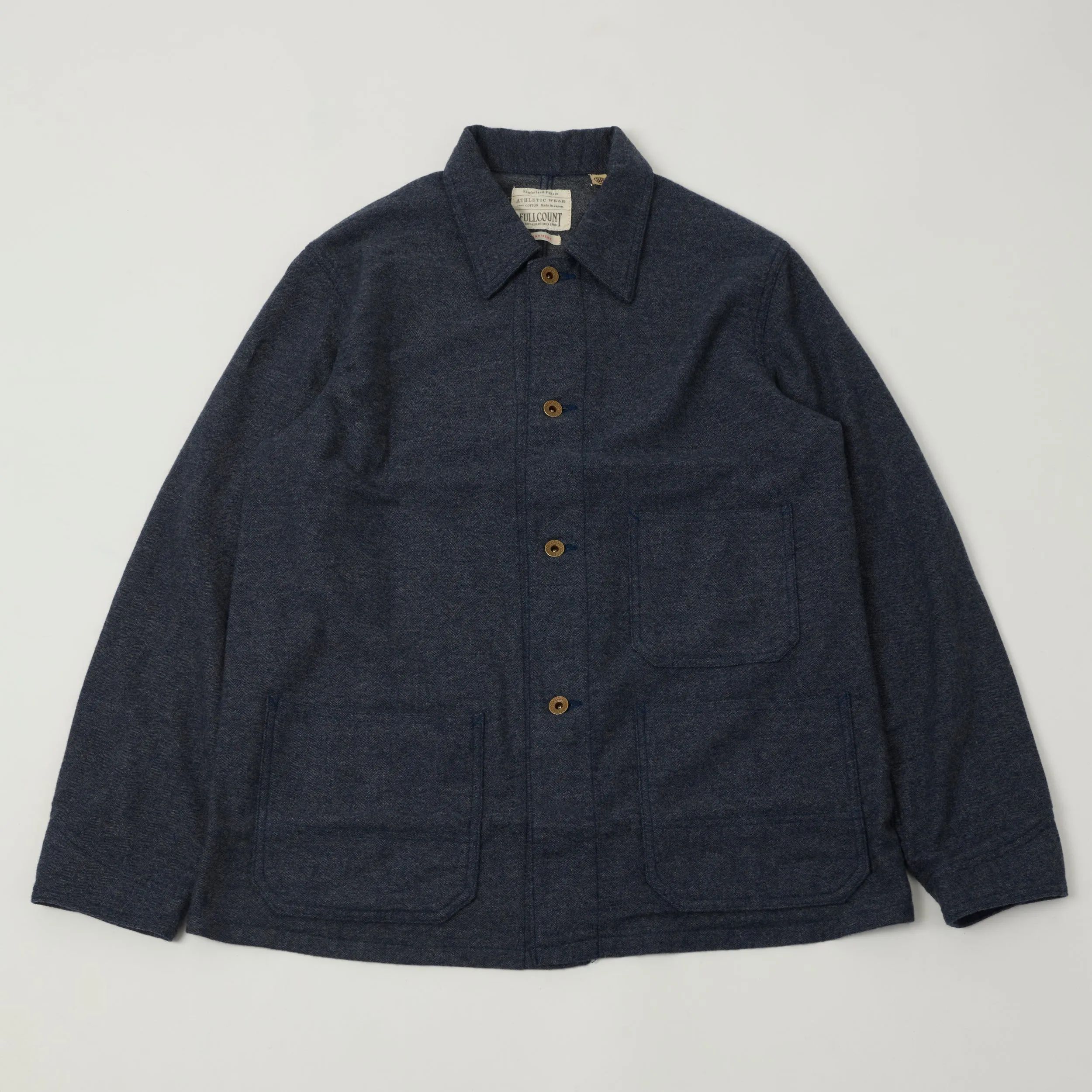 Full Count 2015 Wool/Cashmere Lightweight Overshirt - Navy Relaxed Wear Formal Elegance