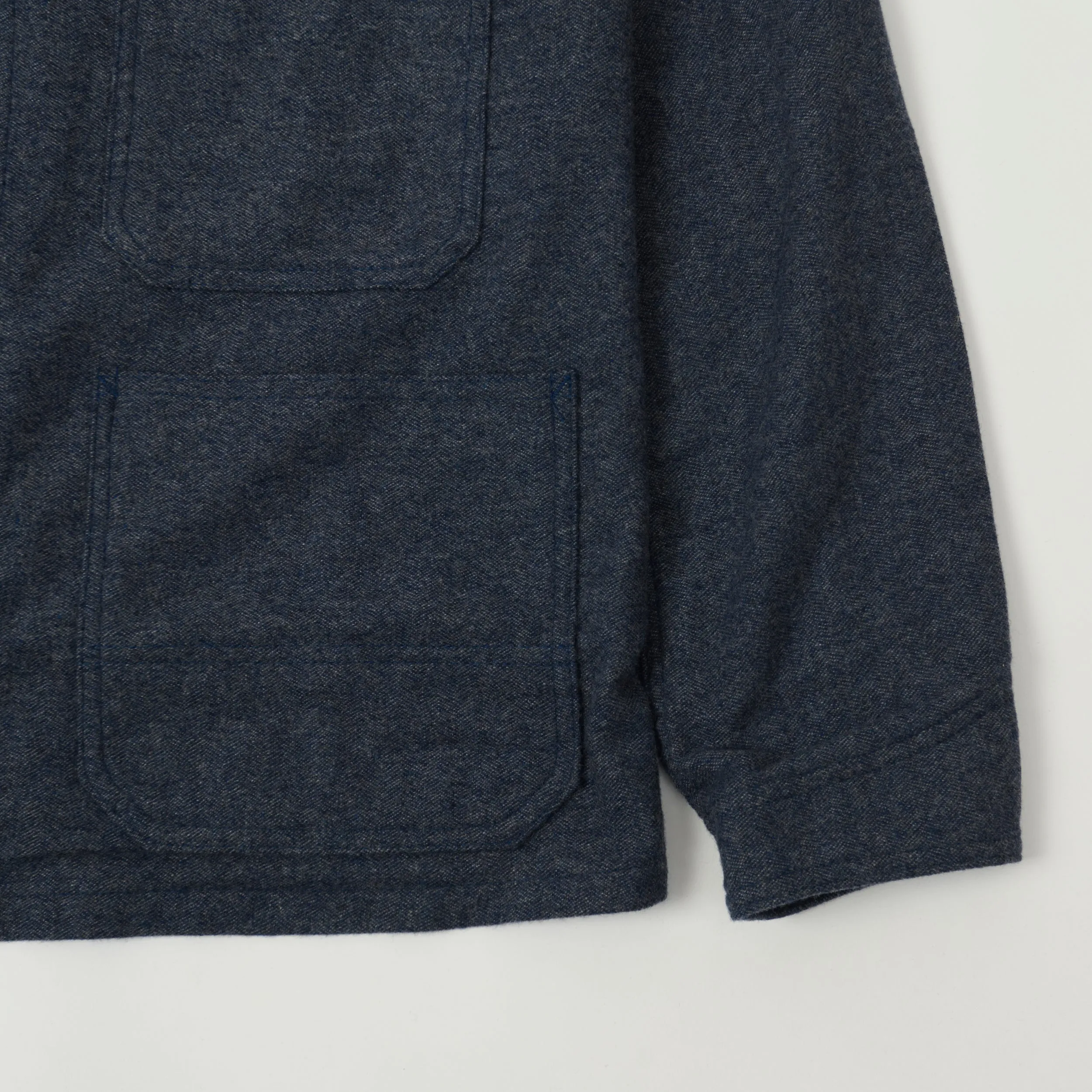 Full Count 2015 Wool/Cashmere Lightweight Overshirt - Navy Seasonal Collection Easy Comfort