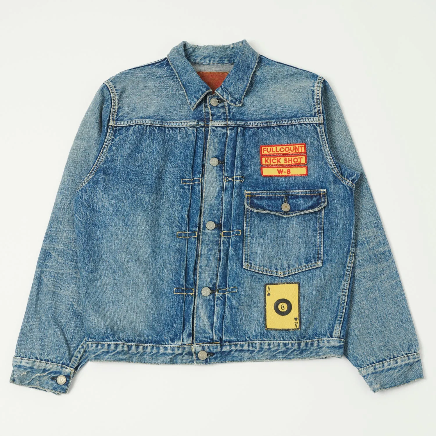 Full Count 2107HA Patched 13.7oz Type I Denim Jacket - 'Dartford' Wash Quick Access Closures