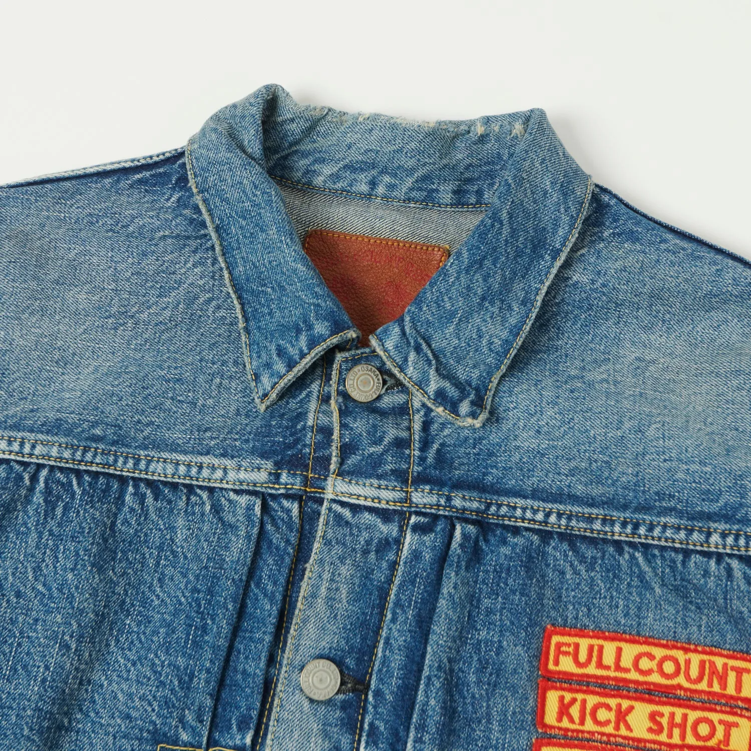 Full Count 2107HA Patched 13.7oz Type I Denim Jacket - 'Dartford' Wash Modern City Outfit Belted Waist