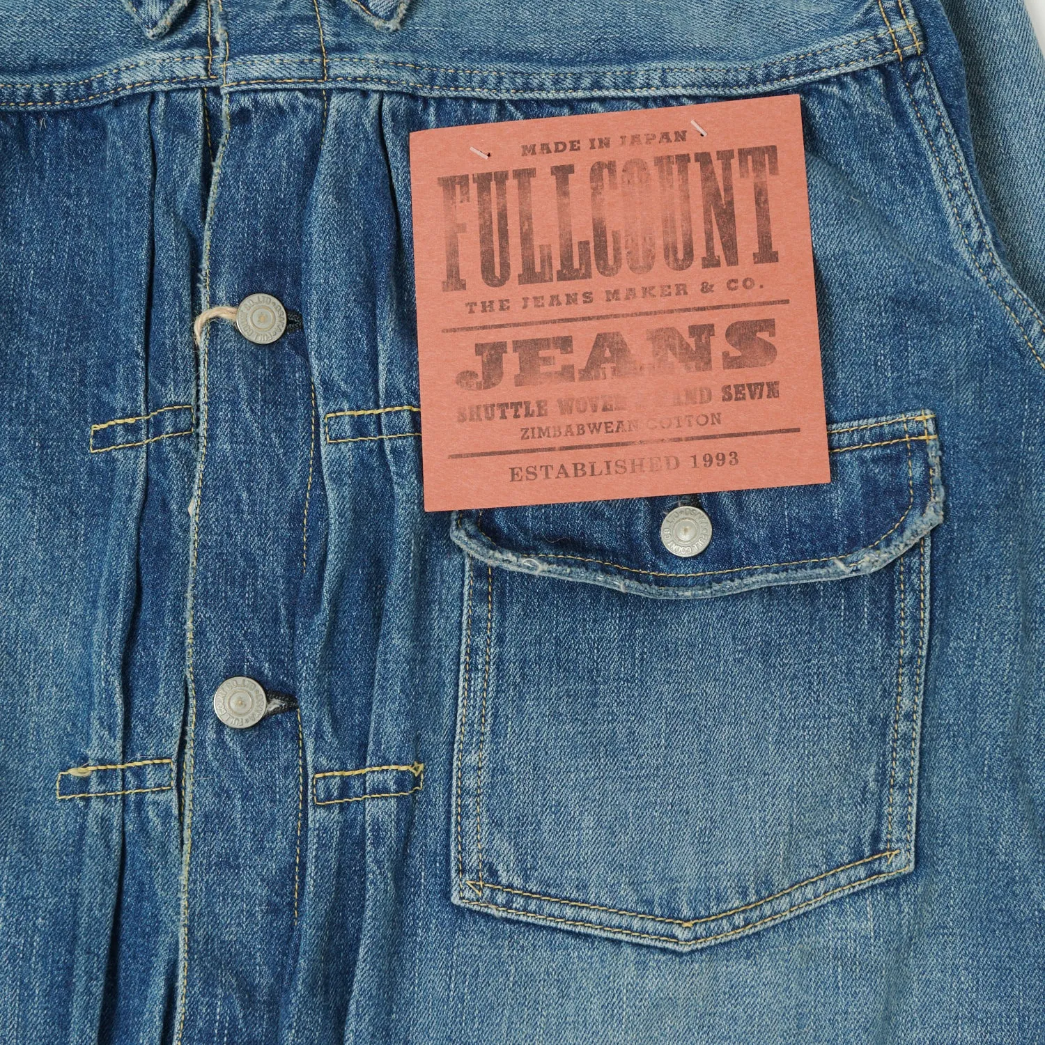 Full Count 2107SS 'Super Smooth' 11.5oz Type I Denim Jacket - 'Dartford' Wash Detachable Hood Ethical Manufacturing