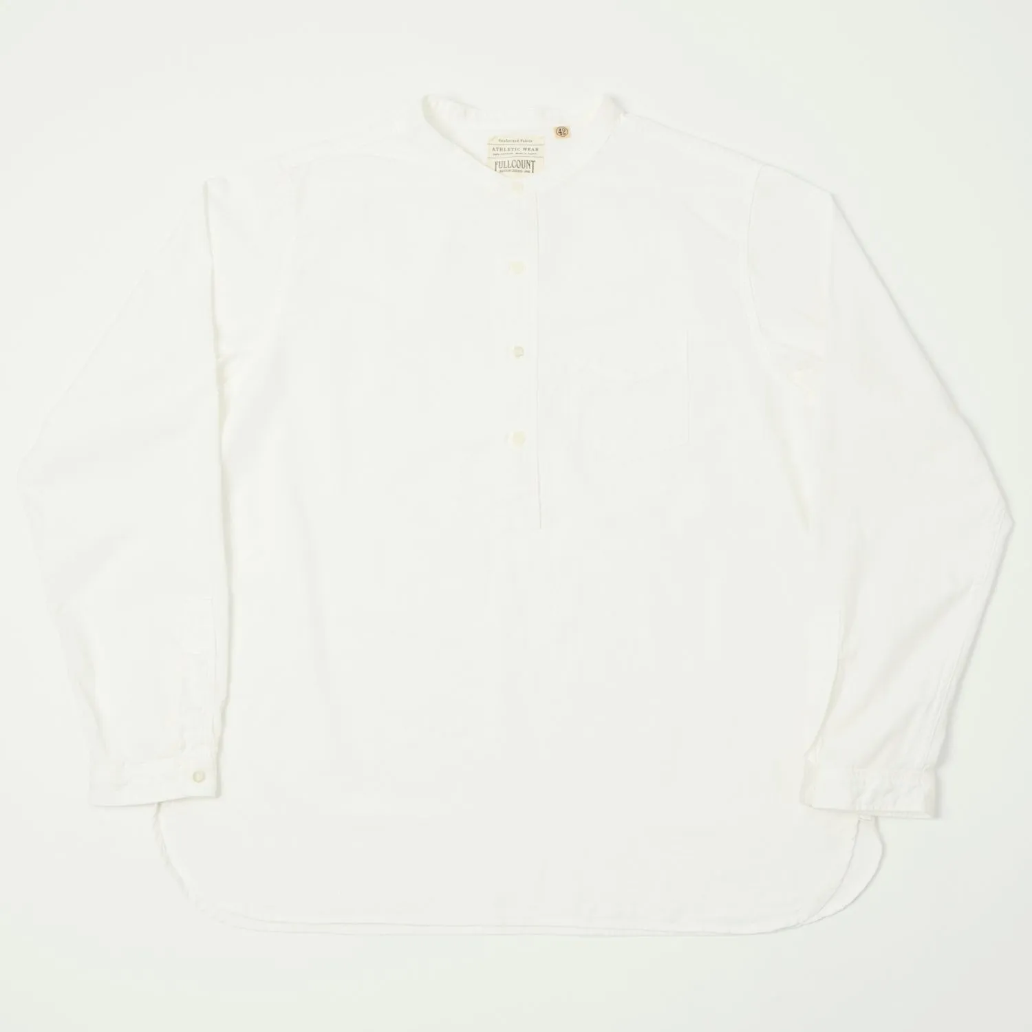 Customizable Option Full Count 4900 Stand Collar Pullover Chambray Shirt - White