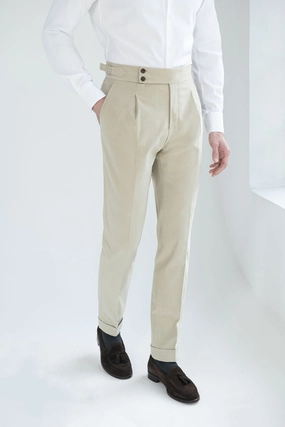 Sand cotton Soragna trousers - Made in Italy Flat waistband