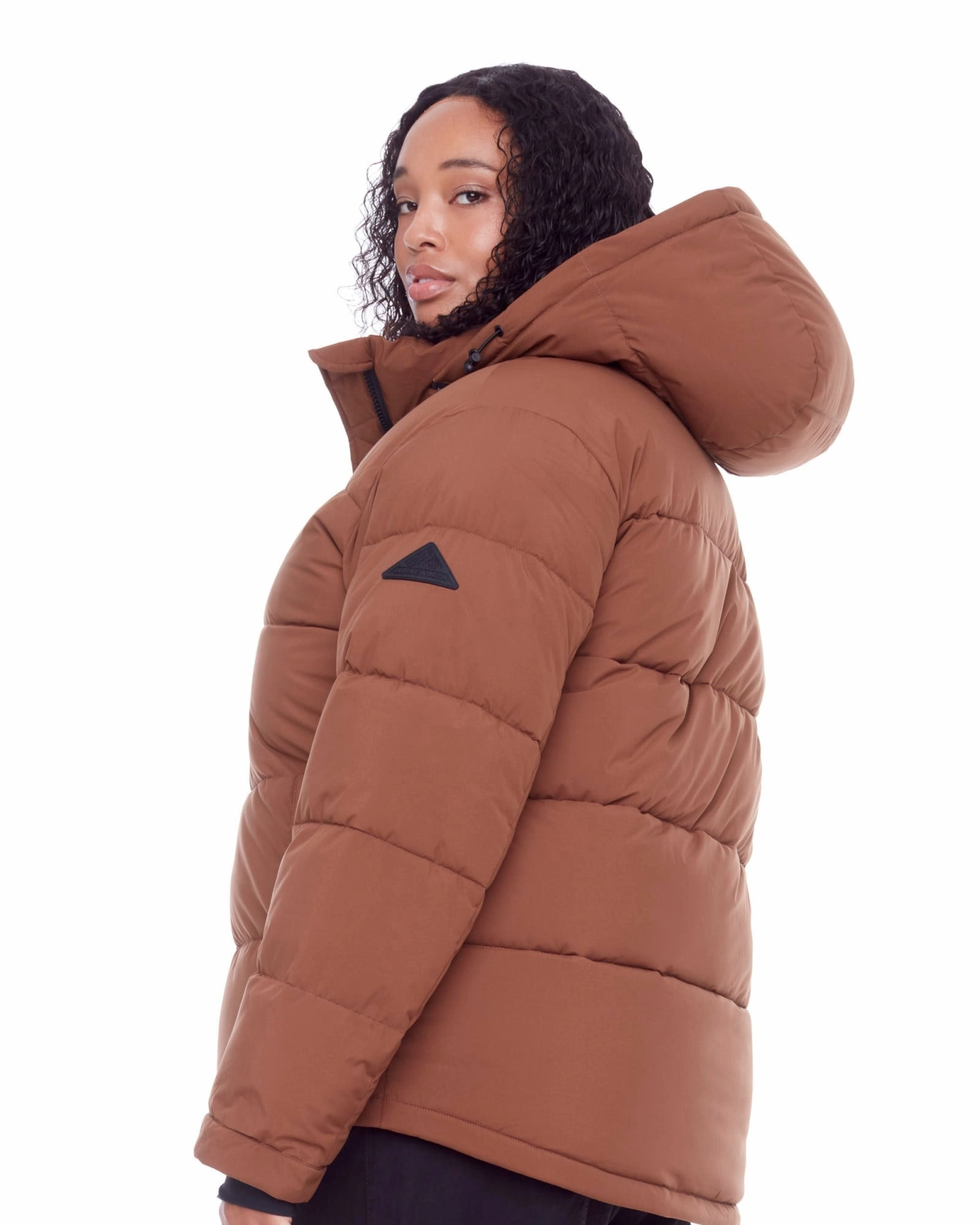Convertible Features Women's Plus Size - FORILLON | Vegan Down Recycled Short Quilted Puffer Jacket | Maple
