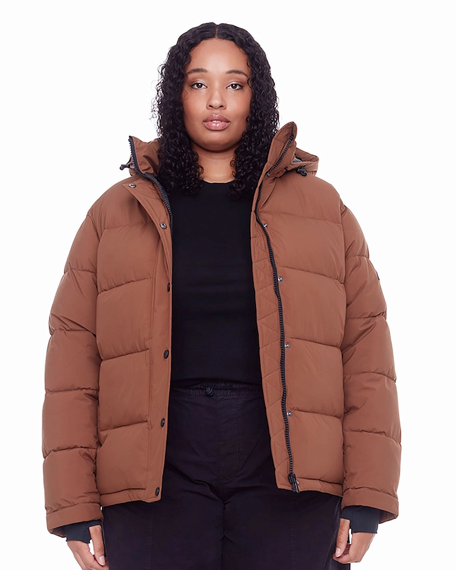 Women's Plus Size - FORILLON | Vegan Down Recycled Short Quilted Puffer Jacket | Maple Cross Ventilation Channels