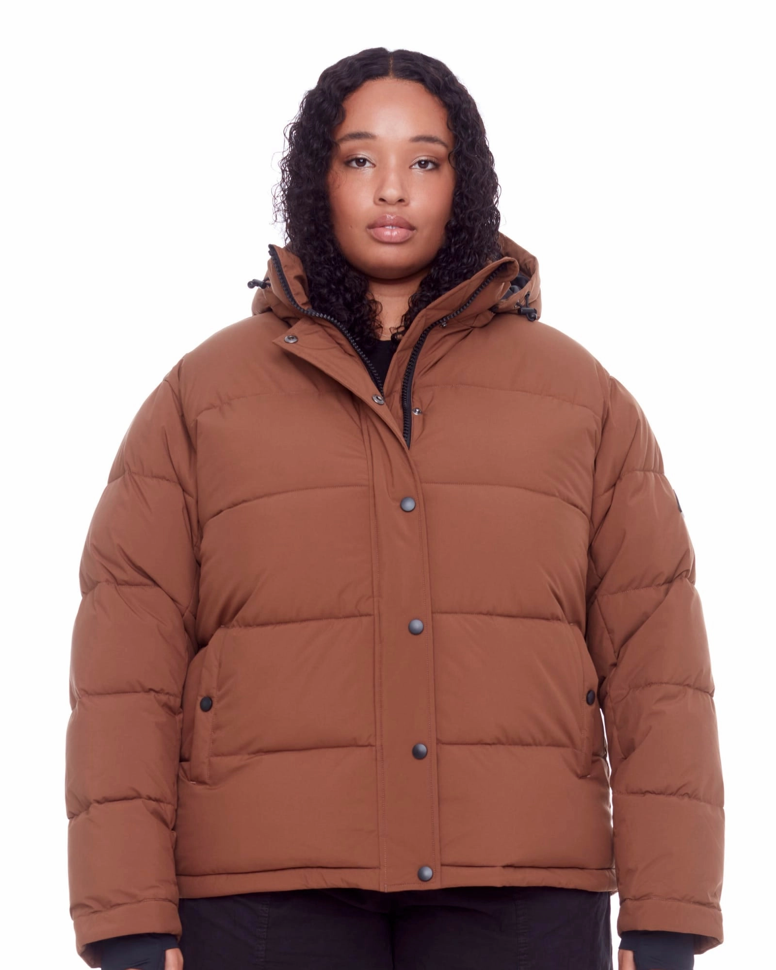 Protective Outerwear Women's Plus Size - FORILLON | Vegan Down Recycled Short Quilted Puffer Jacket | Maple
