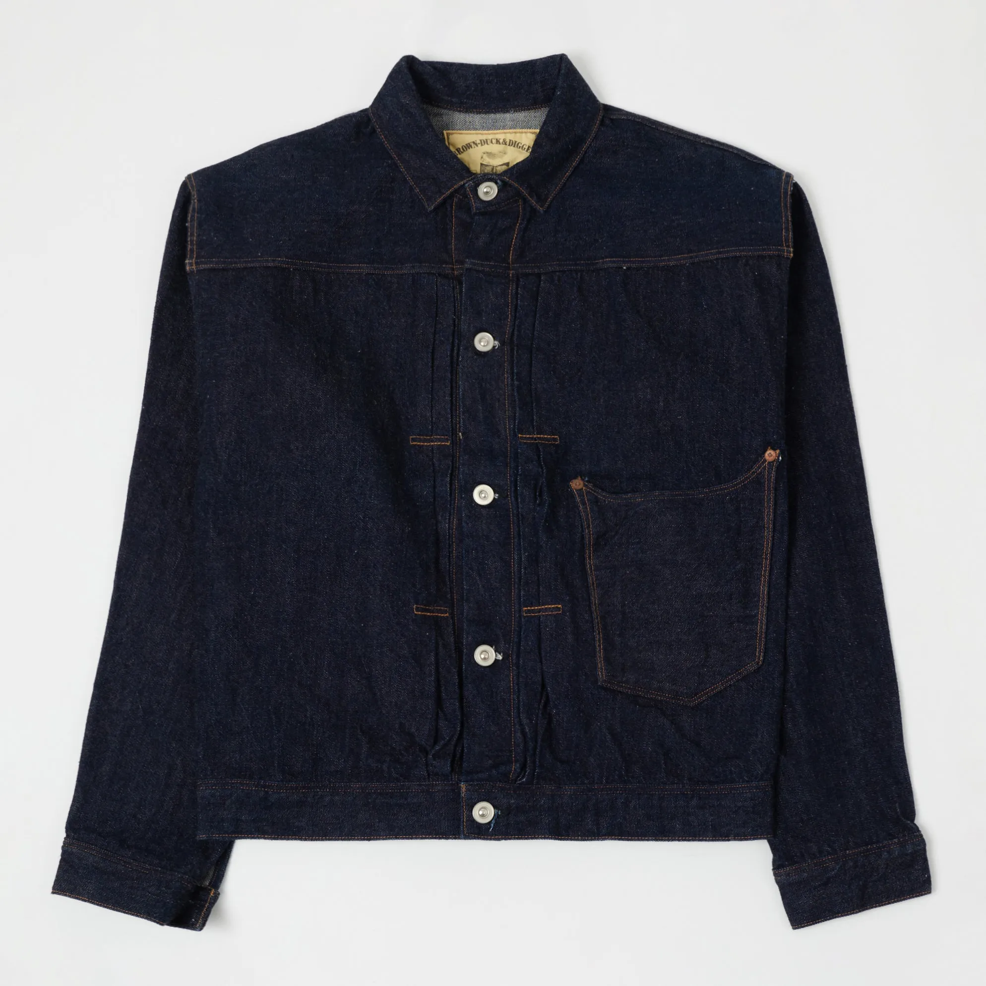Double Layered Hood Warehouse & Co 'Brown-Duck & Digger' Denim Blouse Jacket - Rinsed