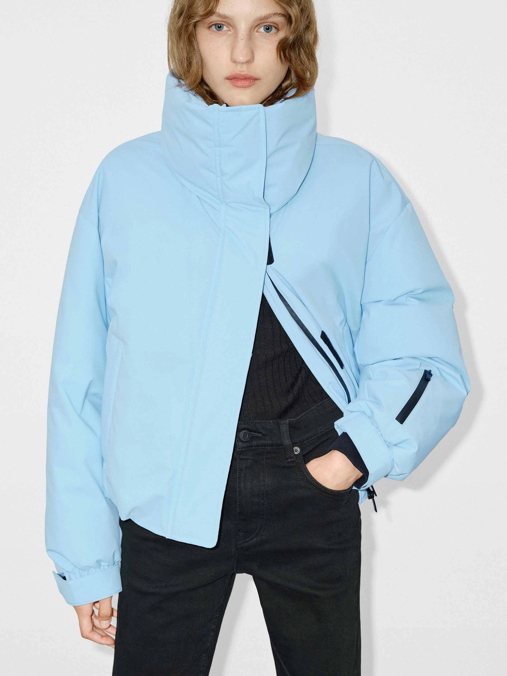 Abrasion Proof Edging Funnel Neck Cropped Jacket