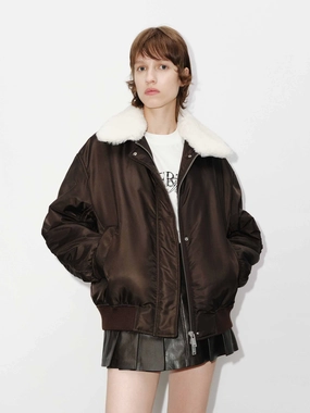 Fur Collar Quilted Jacket Windproof Closure