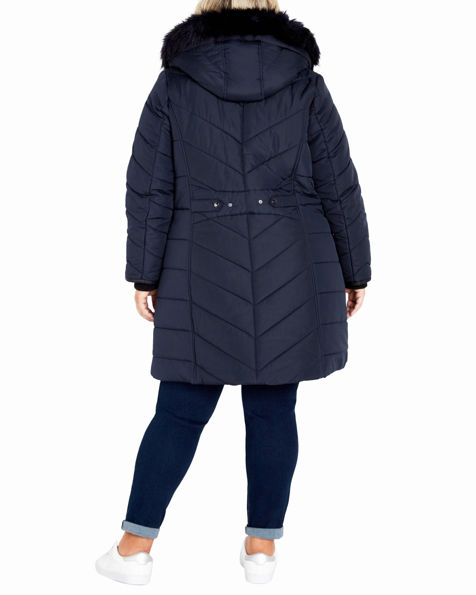 Fur Hood Puffer Coat | Navy Thermal Comfort