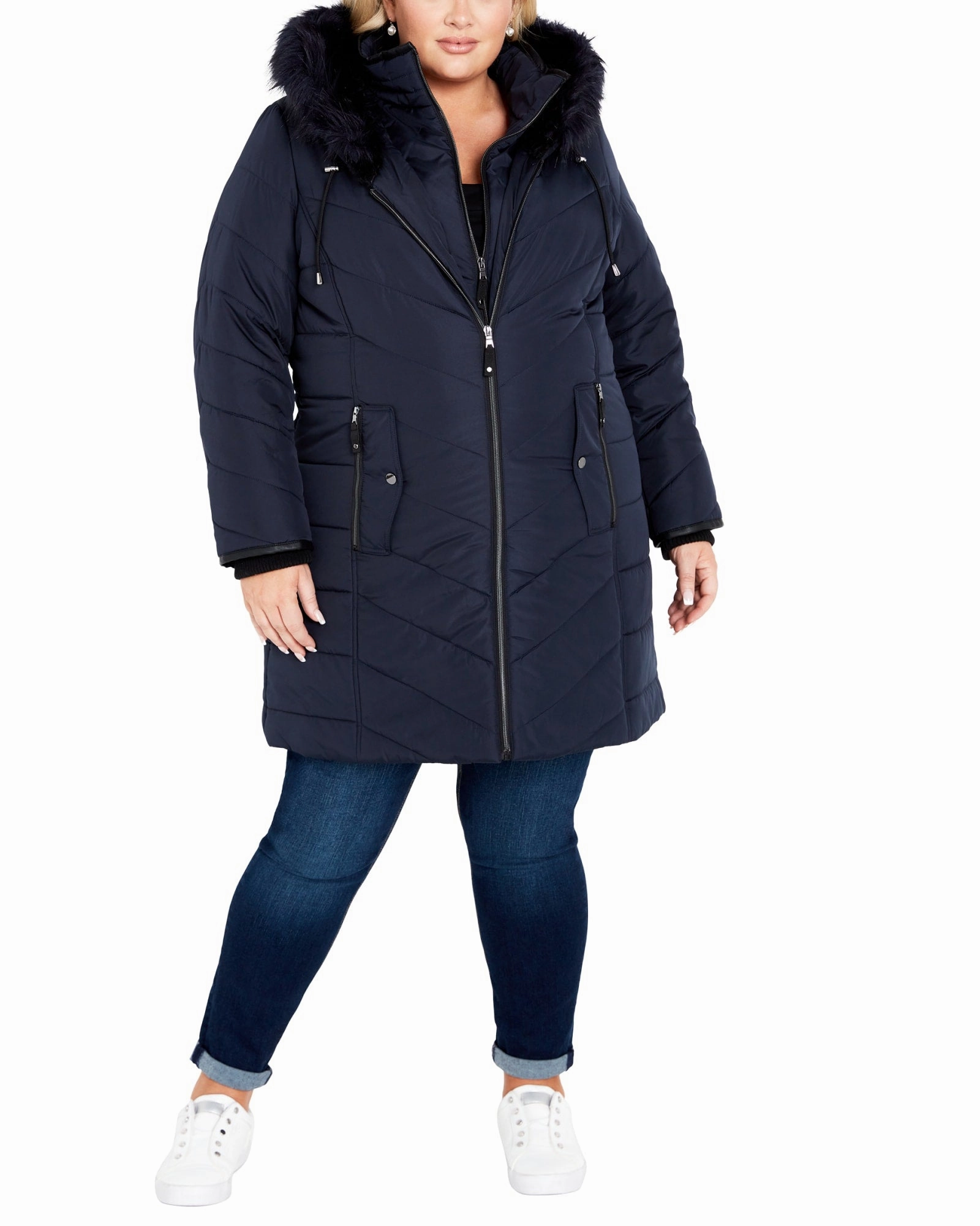 Fur Hood Puffer Coat | Navy Field Tested