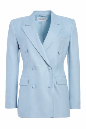 Classic Business Wear Gavin Blazer in Stone Blue SIlk Virgin Wool