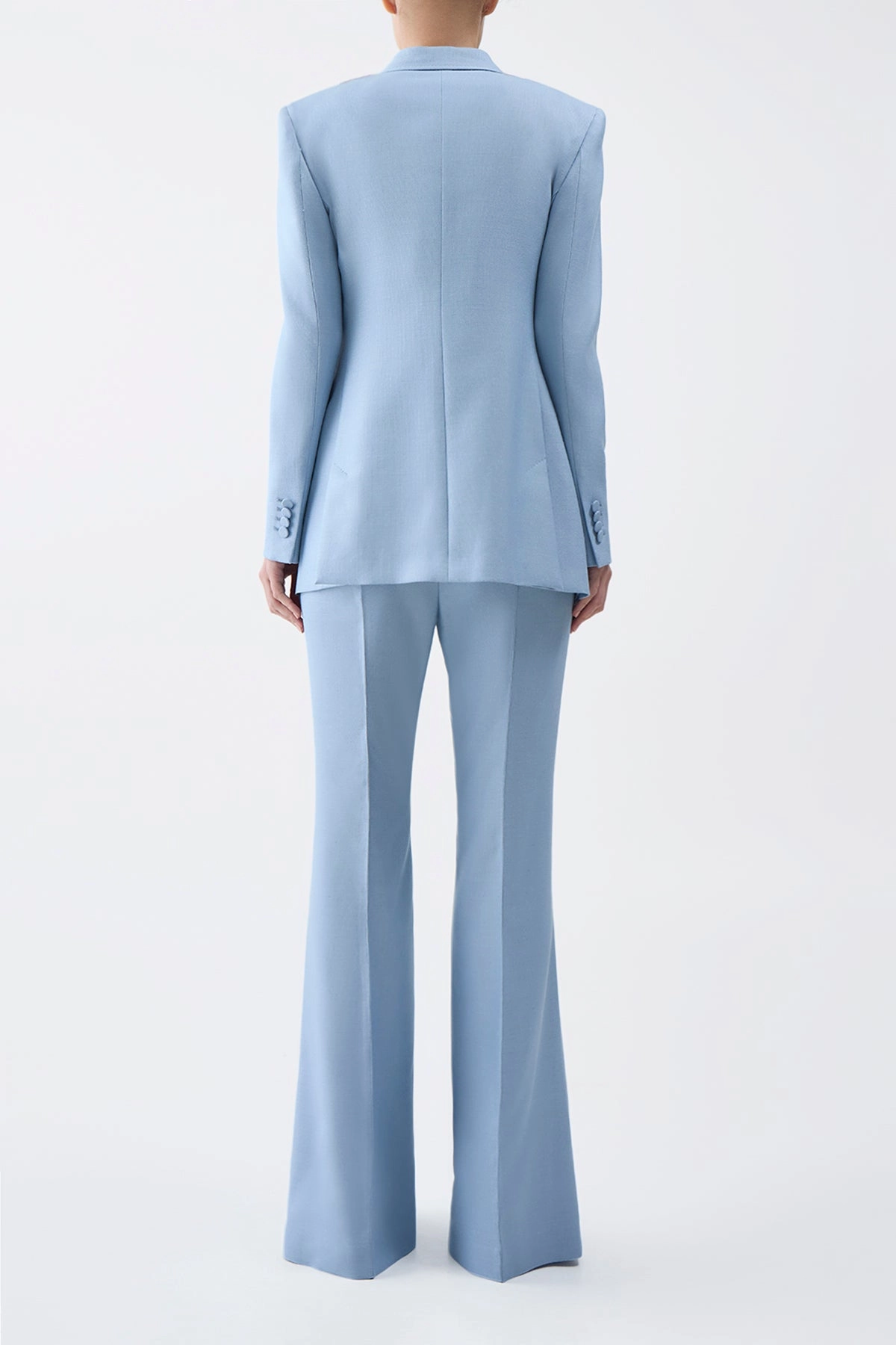 Tailored Fit Gavin Blazer in Stone Blue SIlk Virgin Wool