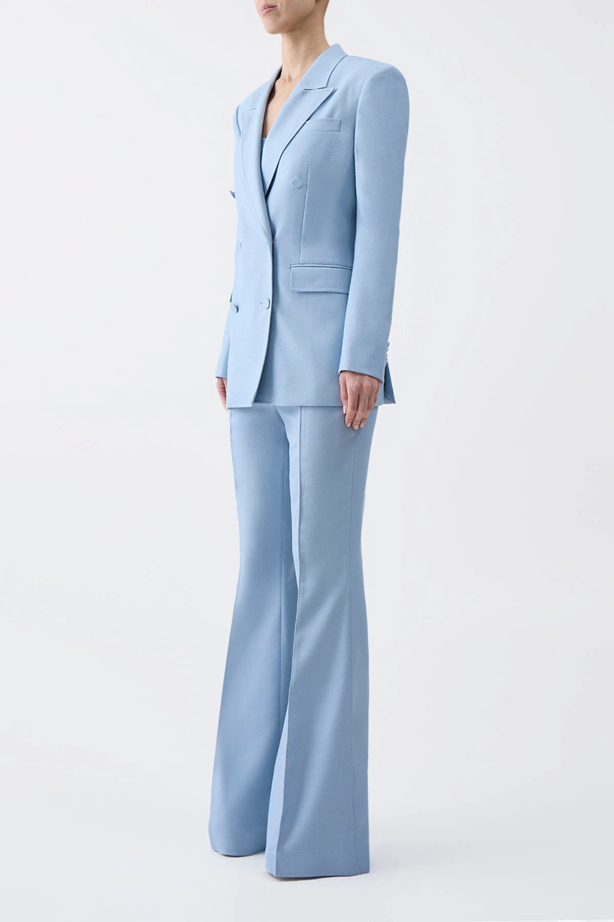 Gavin Blazer in Stone Blue SIlk Virgin Wool Modern Elegance