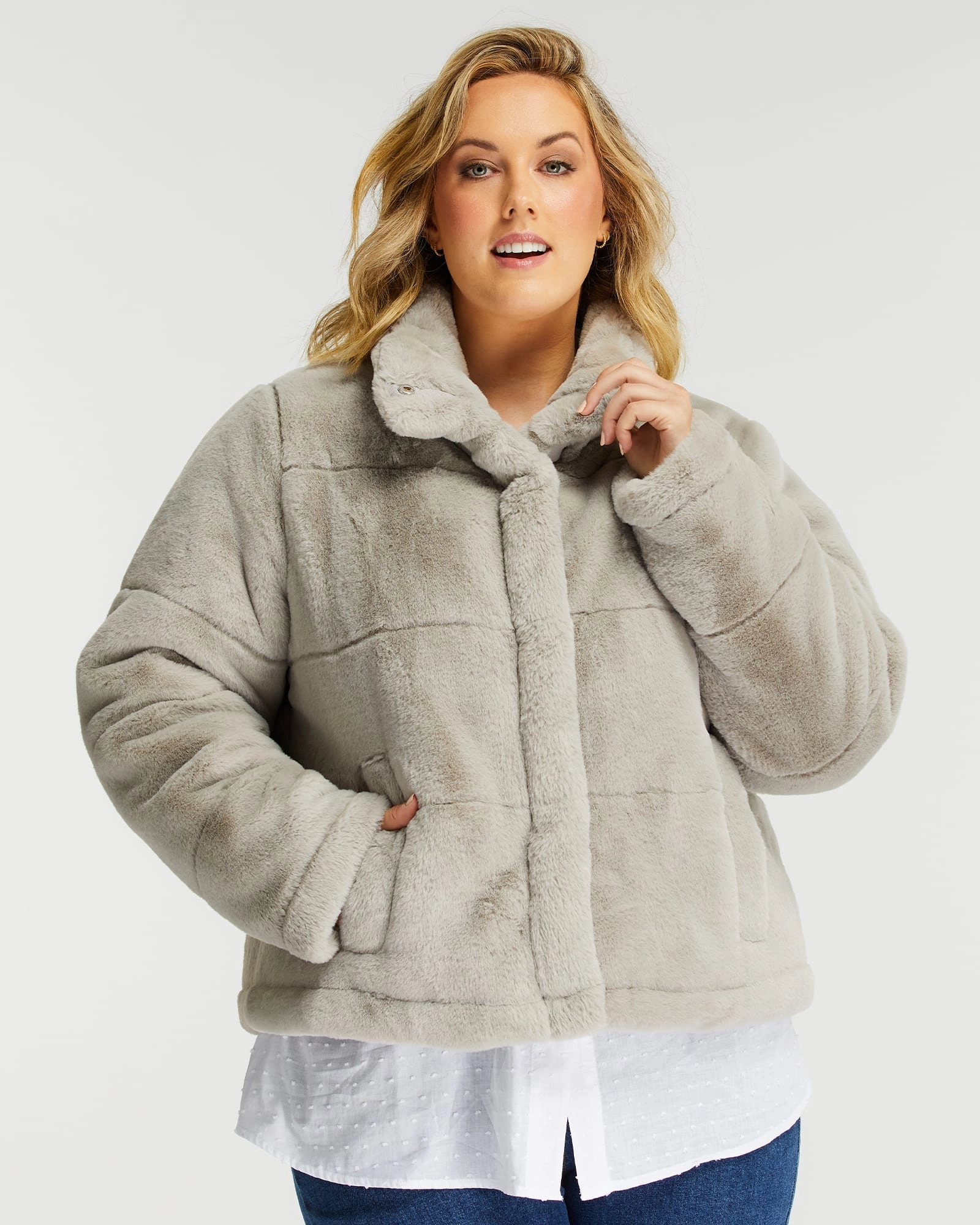 Geneva Jacket | Cloud Grey Stretch Knit Fabric