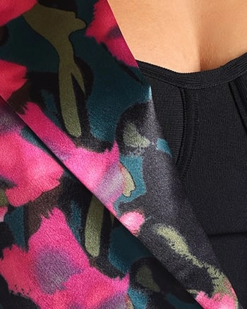 release Goods Rebdolls Women's Venus Floral Print Satin Longline Blazer | Black