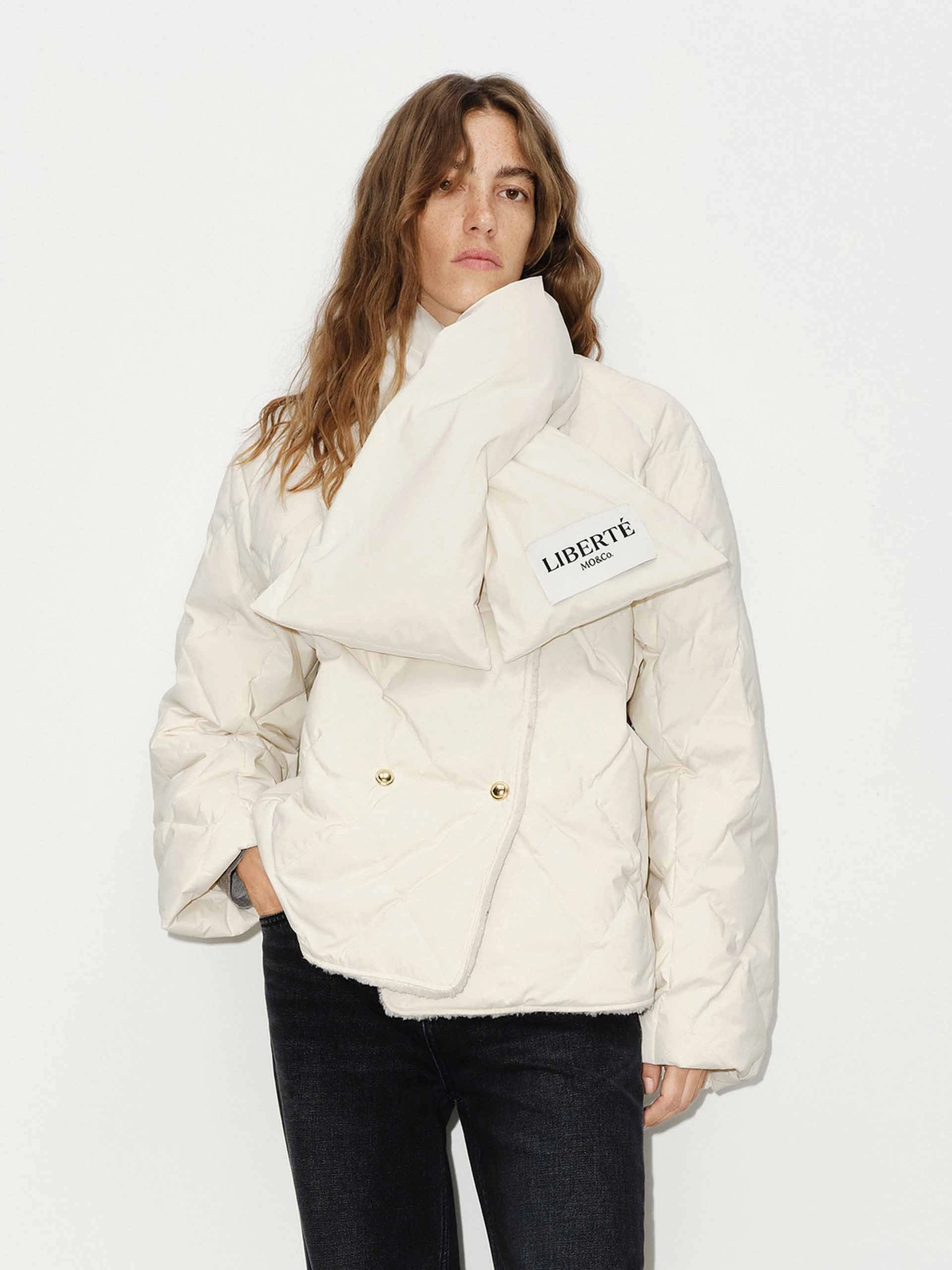 snag resistant Geometric Quilted Scarf Jacket