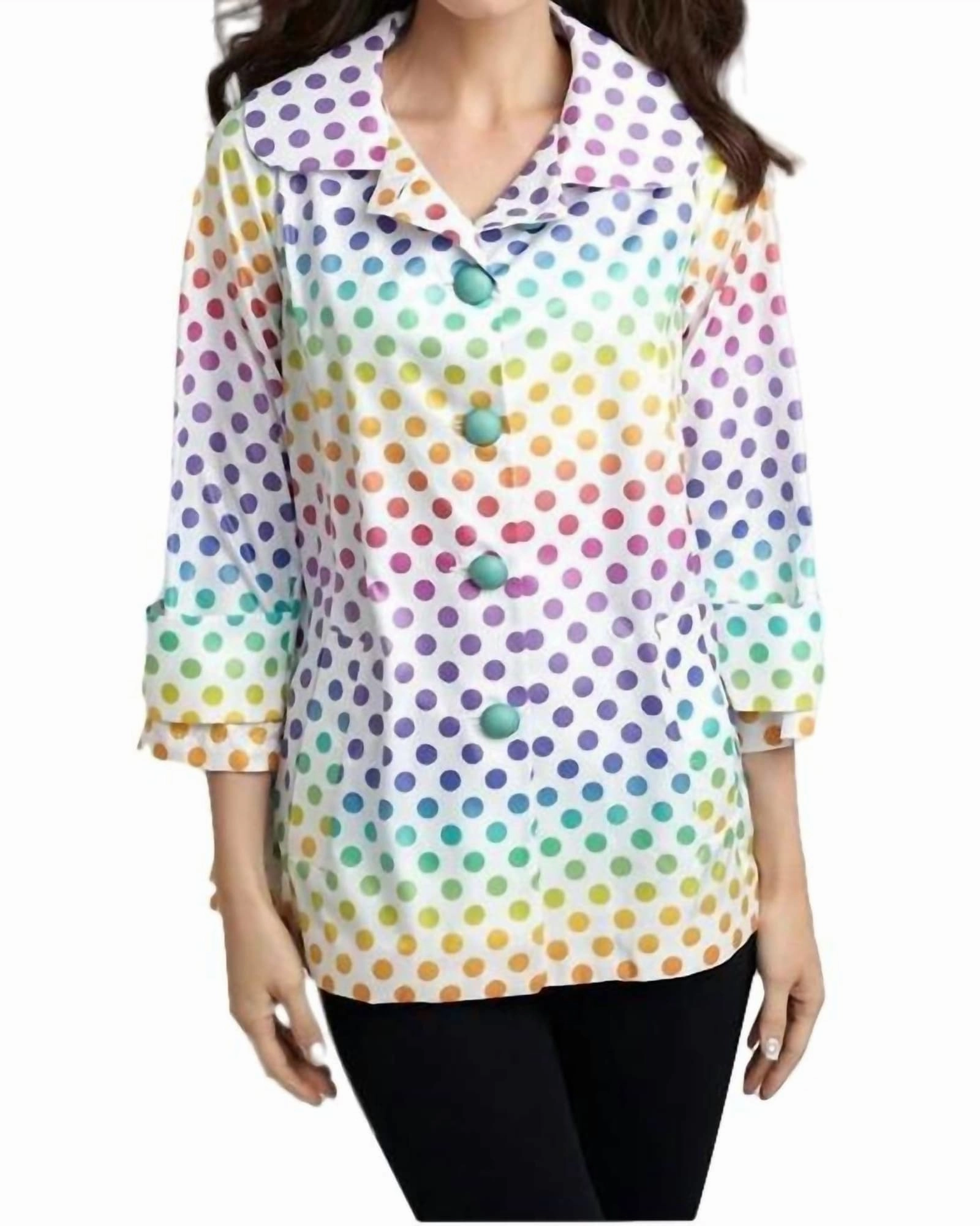 Get Spotted Rain Jacket with Buttons in White Multi | White Multi Certificate