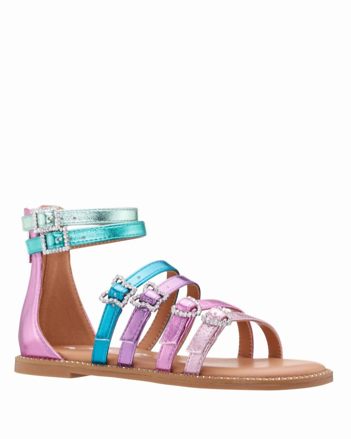 Girl's Brie Sandal In Pastel Multi Comfortable Beach Footwear