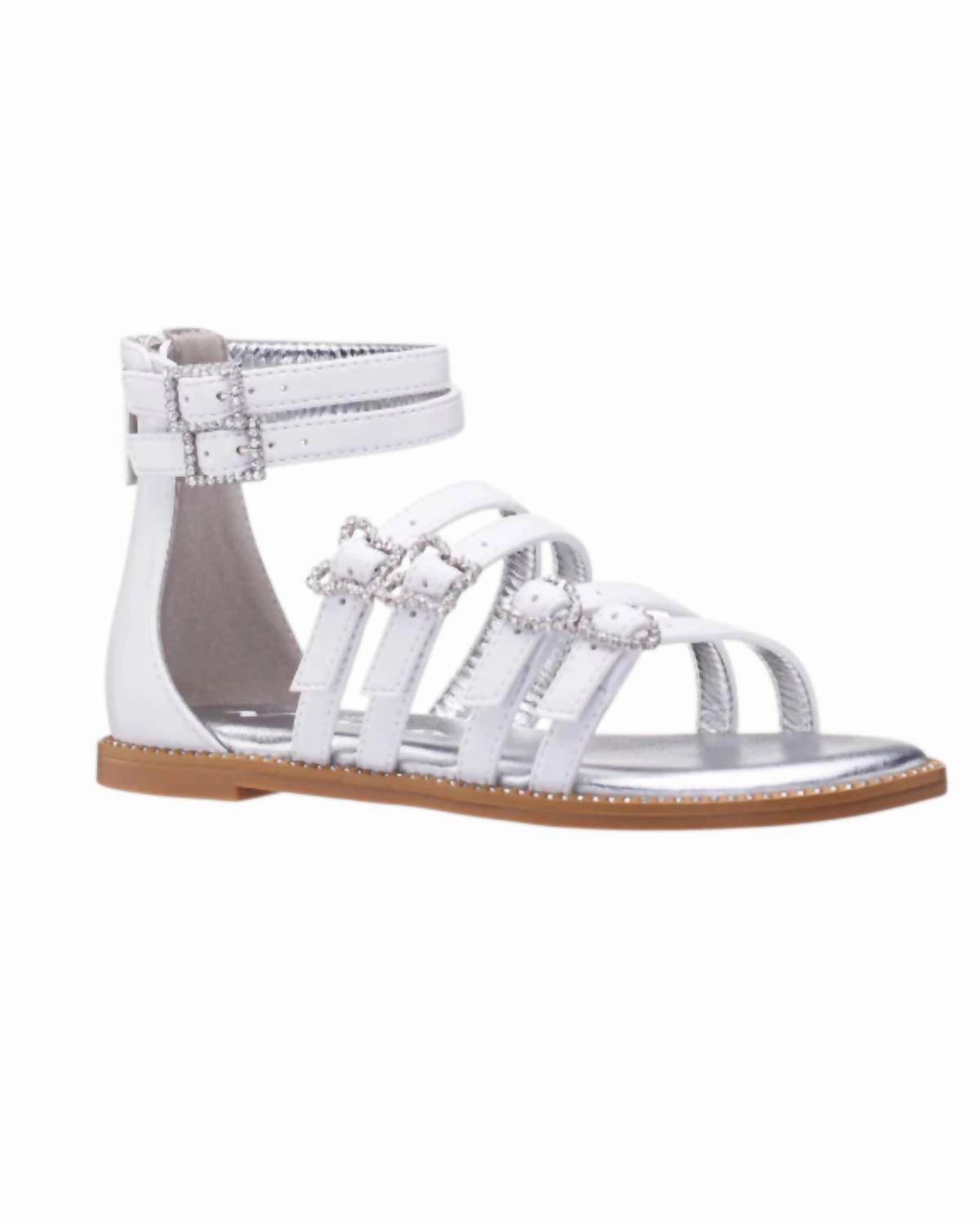 Ergonomic Footbed Molding Girl's Brie Sandals In White