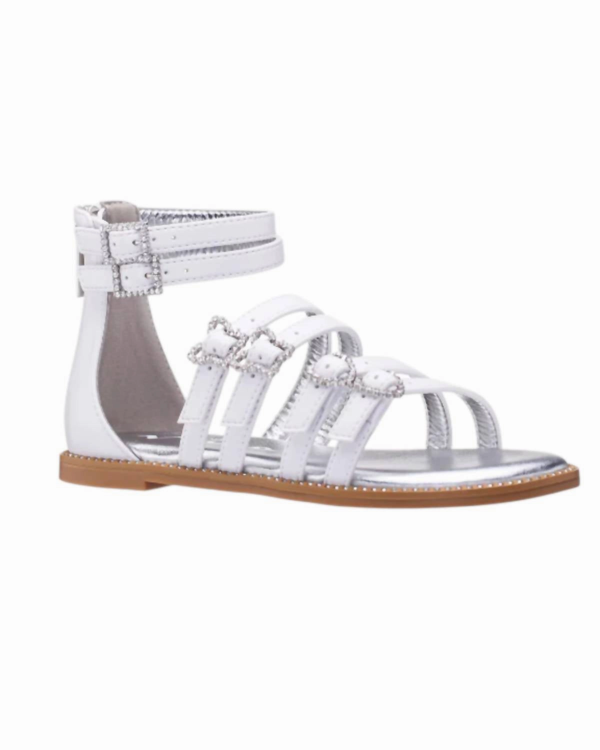 Girl's Brie Sandals In White Comfy Sandals for Travel Balanced Weight Distribution