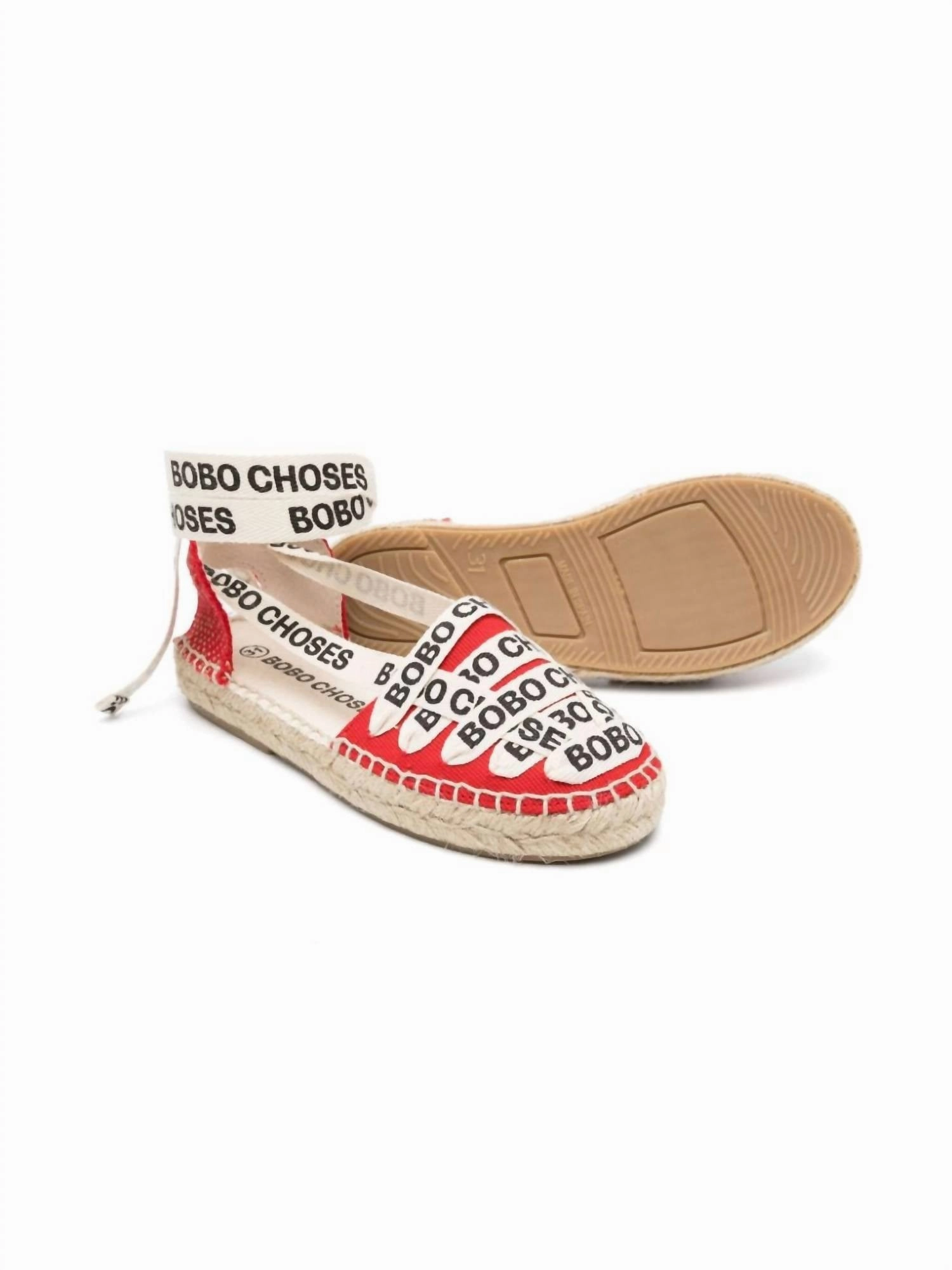 Girl's Lace-Up Cotton Espadrille In Red Wide fit Footwear for Traveling