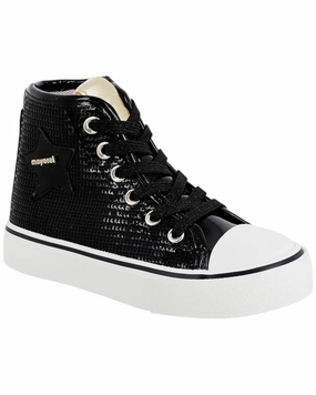 Girl's Platform Sequin Hightop Shoes In Black Run All Day