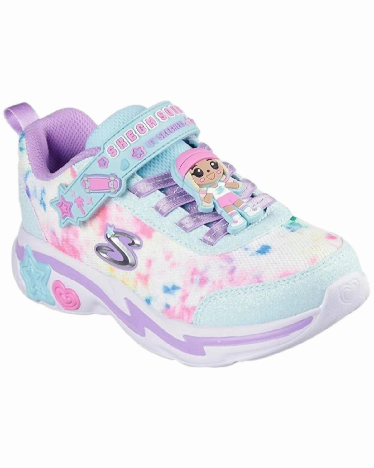 All-around ease Girl's Snuggle Skech Squad Sneakers In Mint Multi