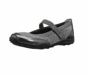 Girls Ada Mary Jane Flat In Pewter Slip On Elastic Gusset