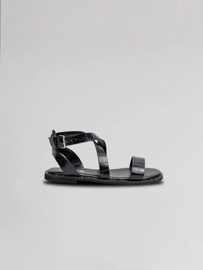 Girls Black Leather Strappy Sandals No Hassle Soft Sole